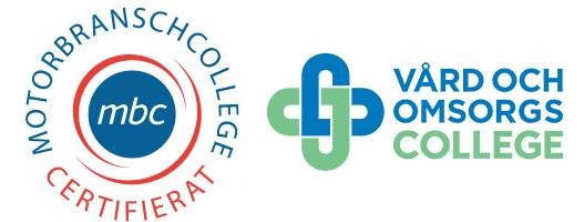 Logotyper av Teknikcollege, Motorbranchcollege och Vård och omsorgscollege